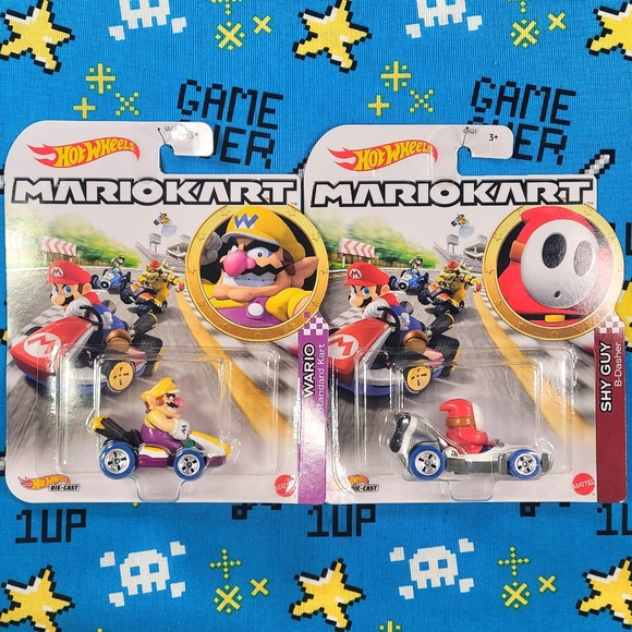 Hot Wheels Mario Kart Complete Set Wario Luigi Lakitu Yoshi Toad Shy Guy & Peach - Picture 6 of 7